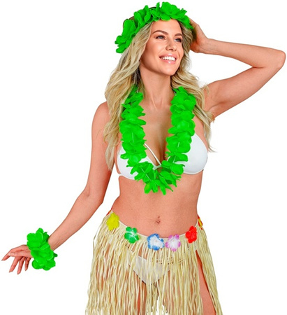 ZESTAW HAWAJSKI ZIELONY NASZYJNIK WIANEK BRANSOLETKA 