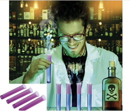 4 FIOLETOWE PROBÓWKI 14 CM HALLOWEEN