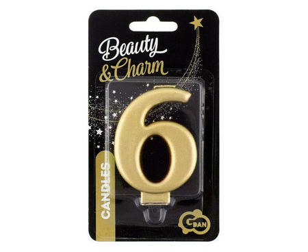 ŚWIECZKA CYFRA 6 ZŁOTA