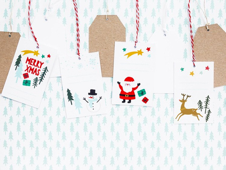 ZAWIESZKI DO PREZENTÓW MERRY XMAS 6 szt