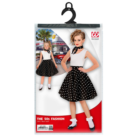 SPÓDNICZKA DZIECIĘCA Z APASZKĄ CZARNA W KROPKI