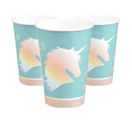 KUBKI PAPIEROWE JEDNOROŻEC 200 ML 8 SZT