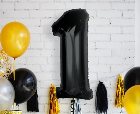 BALON FOLIOWY CYFRA 1 CZARNA 92 CM
