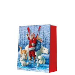 TORBA PREZENTOWA ŚWIĘTY MIKOŁAJ ZE ZWIERZĘTAMI 30 X 41 X 12 CM
