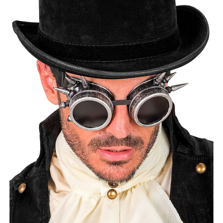 OKULARY GOGLE STEAMPUNK CZARNO-SREBRNE 