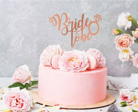 TOPPER NA TORT BRIDE TO BE PIERŚCIONEK RÓŻOWE ZŁOTO