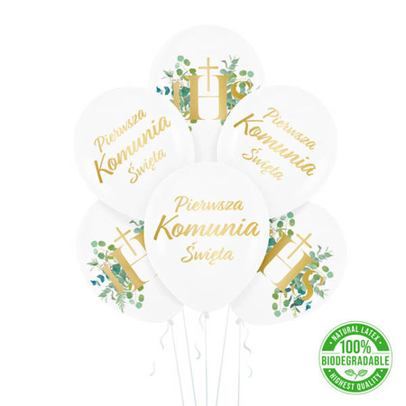 ZESTAW BALONY KOMUNIJNE EUKALIPTUS + STOJAK 