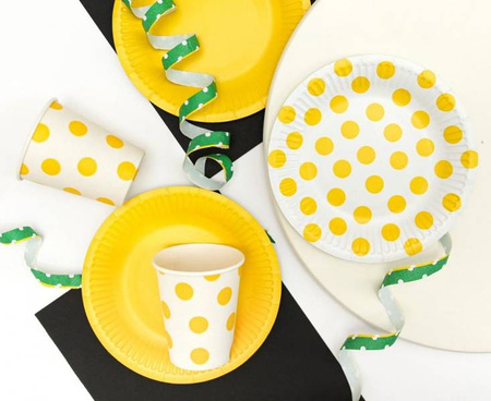 KUBECZKI BIAŁE W ŻÓŁTE GROSZKI 250 ML 6 SZT.