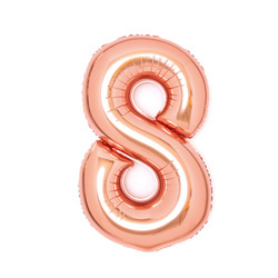 BALON FOLIOWY CYFRA 8 RÓŻOWE ZŁOTO 66 CM