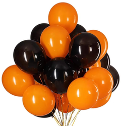 ZESTAW BALONÓW LATEKSOWYCH: CZARNE + POMARAŃĆZOWE  20 SZTUK 26 CM