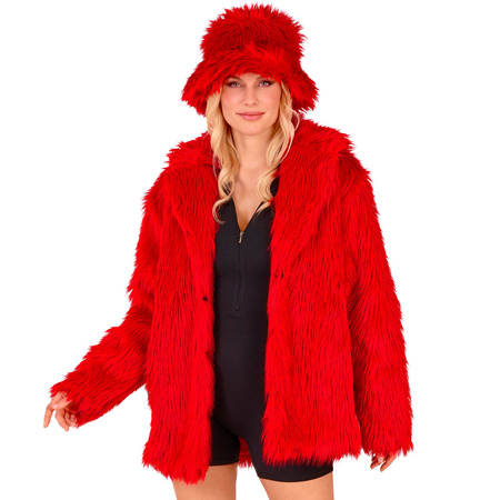 STRÓJ KURTKA FUTERKO CZERWONE