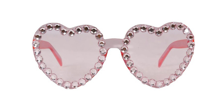 OKULARY RÓŻOWE SERCA Z DIAMENTAMI 