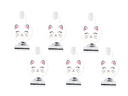 GWIZDKI TRĄBKI URODZINOWE KOTEK 6 SZT