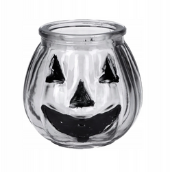 ŚWIECZNIK SZKLANY PRZEZROCZYSTY DYNIA 8 CM