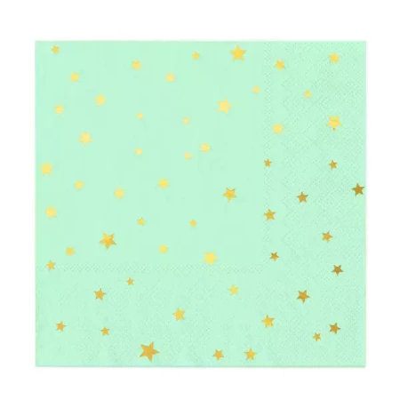 SERWETKI ZIELONE ZŁOTE GWIAZDKI 10SZT