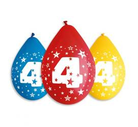 BALONY WISZĄCE NADRUK 4 MIX KOLORÓW 30 CM 5 SZT.