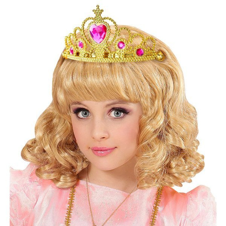 TIARA ZŁOTA SERCE RÓŻOWE