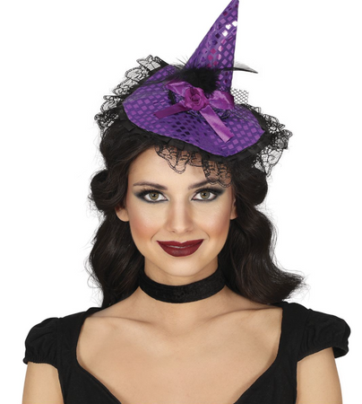 FIOLETOWA OPASKA Z KAPELUSZEM CZAROWNICY