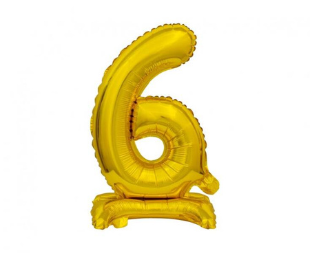 BALON FOLIOWY CYFRA STOJĄCA 6 ZŁOTA 38 CM