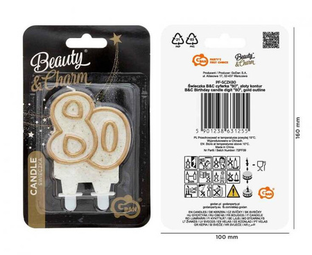 ŚWIECZKA URODZINOWA ZŁOTA 80