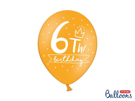 Balony 30cm, 6th! birthday, mix (1 op. / 50 szt.)