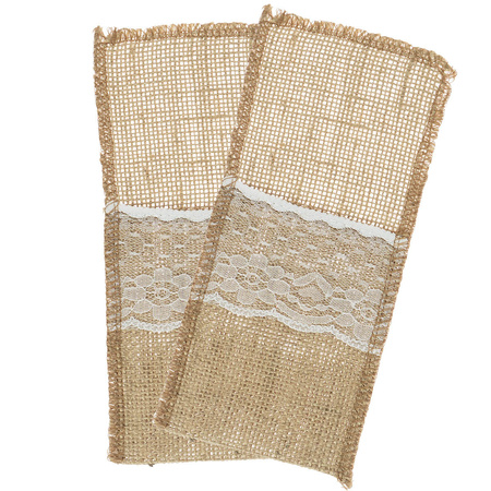 JUTOWE ETUI NA SZTUĆCE Z KORONKĄ 2 SZT.