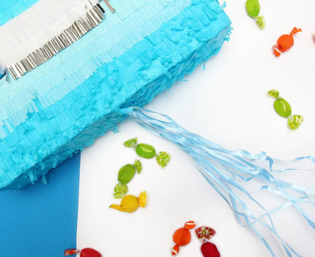 Piniata Jedynka cyfra 1 niebieska 50 x 35 x 7.5 cm urodziny