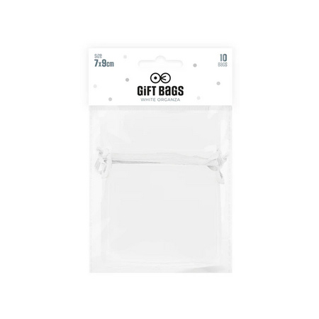 WORECZKI Z ORGANZY BIAŁE 10 SZT. 7 X 9 CM