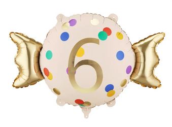 BALON FOLIOWY CUKIEREK 6 CYFRA 61 X 37 CM