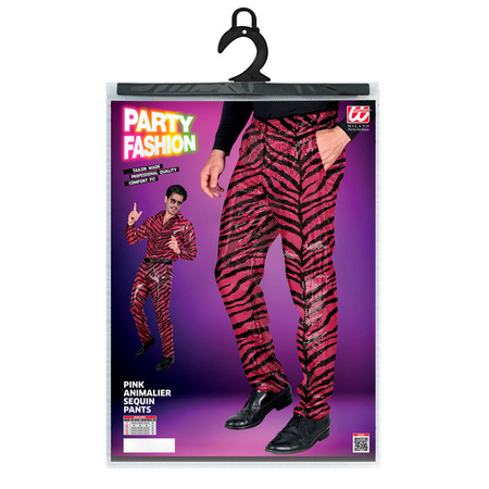 SPODNIE MĘSKIE CEKINOWE RÓŻOWE TYGRYS 