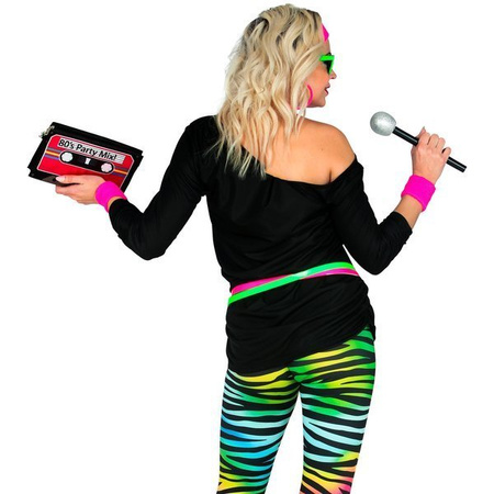 KOSZULKA CZARNA RÓŻOWE USTA LATA 80