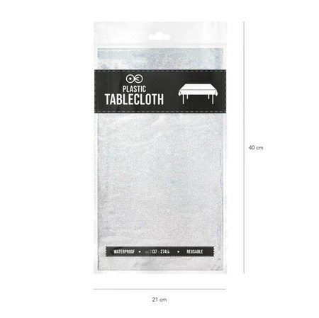 OBRUS HOLOGRAFICZNY SREBRNY 137x274cm