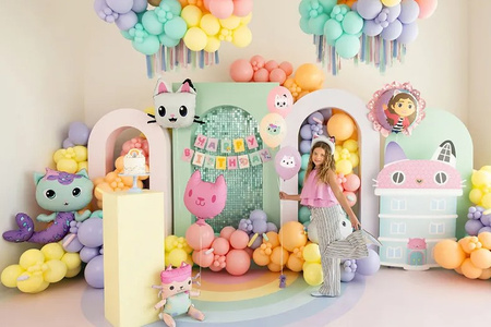 BANER URODZINOWY KOCI DOMEK GABI 180 X 50 CM 