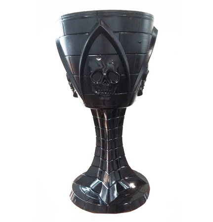 KIELICH CZARNO-SREBRNY Z CZASZKAMI