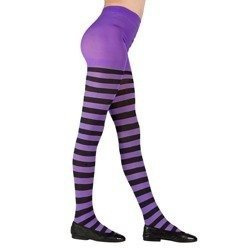 RAJSTOPY W CZARNO-FIOLETOWE PASKI