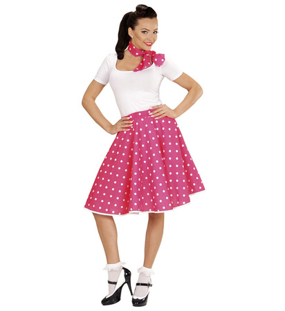 SPÓDNICA W GROCHY Z APASZKĄ RÓŻ