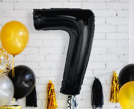 BALON FOLIOWY CYFRA 7 CZARNA 92 CM