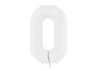 BALON FOLIOWY BIAŁY CYFRA 0