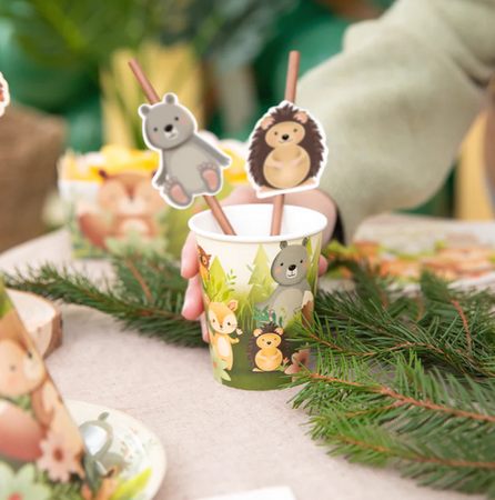 SŁOMKI PAPIEROWE LEŚNI PRZYJACIELE 6 SZT.