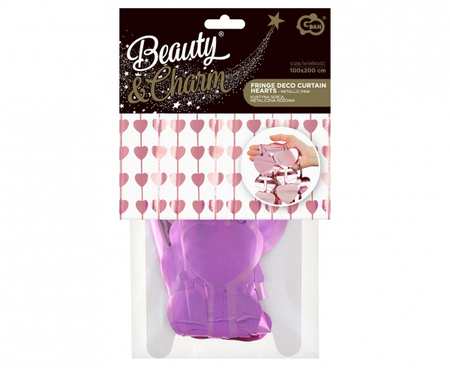 KURTYNA SERCA METALICZNA RÓŻOWA 100 X 200 CM