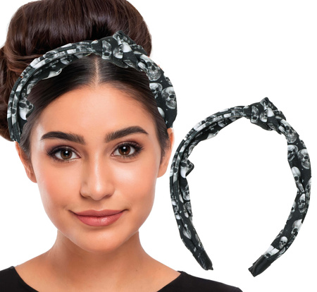 OPASKA NA GŁOWĘ CZASZKI CZARNA HALLOWEEN