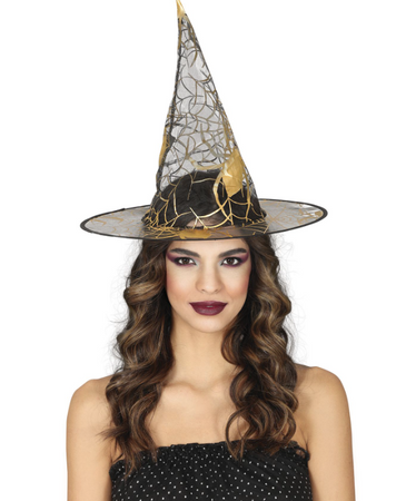 KAPELUSZ CZAROWNICY ZŁOTY PAJĘCZYNA