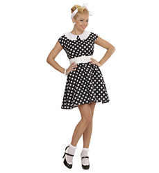 SUKIENKA CZARNA W GROSZKI LATA 50