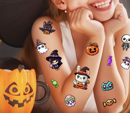 SZTUCZNE TATUAŻE ZWMYWALNE DZIECIĘCE POTWORKI HALLOWEEN