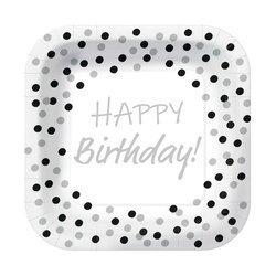 TALERZYKI PAPIEROWE BIRTHDAY CONFETTI 23CM 10 SZT.