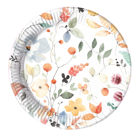 TALERZYKI PAPIEROWE BUKIET KWIATÓW 20 CM 8 SZT