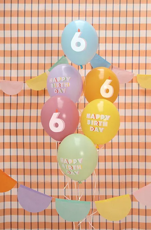 BALONY LATEKSOWE HAPPY BIRTHDAY 30 CM 6 SZT CYFRA 6