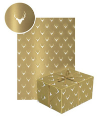 PAPIER PREZENTOWY RENIFER ZŁOTY 70 x 200 CM