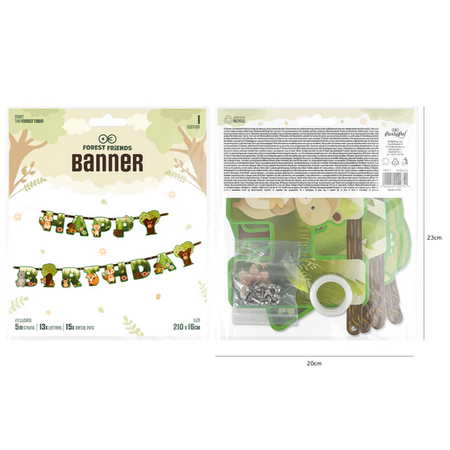 BANER HAPPY BIRTHDAY LEŚNI PRZYJACIELE 210X16 CM