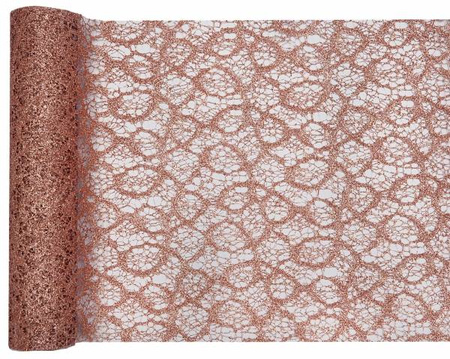 BIEŻNIK KORONKOWY RÓŻOWE ZŁOTO 30 x 500 CM